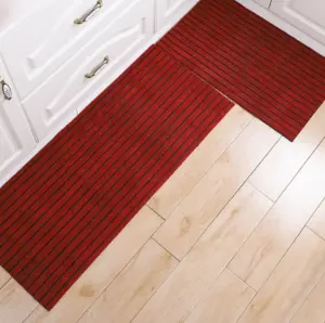 Custom Outdoor Polyester Seven Stripes Rib Doormat Anti Slip Grey Door Mat Entrance Outdoor TPR Floor Mat