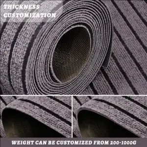 Coffee colored PVC backed seven strip carpet is easy to install and clean, with the highest anti slip standards