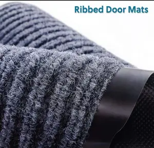 Polyester Ribs Mat Waterproof Doormat Floor Pvc Backing Striped Welcome Floor Door Mat for Home