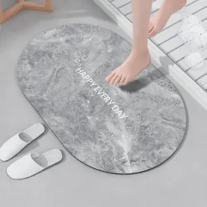 U-HOME High Quality Custom Logo Marble Design Floor Mat Anti-slip Shower Luxurious Soft Bath Rugs Rubber Bathroom Mat