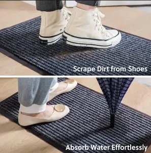 Non slip entrance doormat custom polyester stripe floor carpet ribbed outdoor door mat