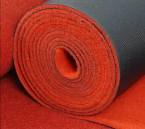 Hot Selling Anti-Slip PVC Backed Red Carpet with Flowers Soft Washable Polyester Rug for Office Home Weddings Prayers Hotels