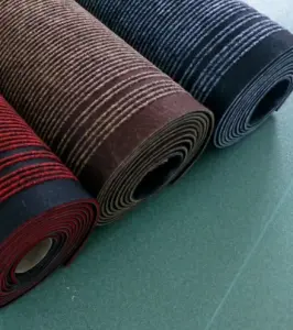 Factory Supply Anti-slip 100% Polyester PVC Single Ribbed Striped Door Mat