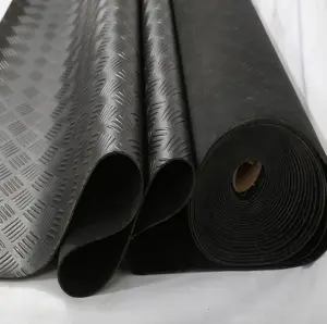 Anti Slip Black Garage Rubber Mat Flooring Custom Pattern Corrugated Fine Ribbed Grooved Coin Rubber Sheet