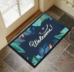 Custom Non-Slip Modern Welcome Design Logo Floor Doormats Entrance Rubber Floor Mat Carpet Rug