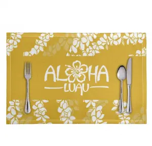 Print On Demand Personalized High-Looking Placemats Wear-Resistant Pikake Lei Flower Faux Linen Polyester Cloth Meal Mat