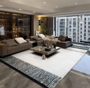 Wilton Modern Striped Woven Carpets High Pile Machine Made Home Carpet