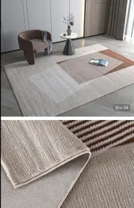 Wilton Modern Striped Woven Carpets High Pile Machine Made Home Carpet