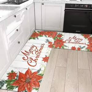 Christmas Home Kitchen Carpet Floor Mats And Foot Mats New Crystal Velvet Entry Anti Slip Decoration Restaurant Christmas