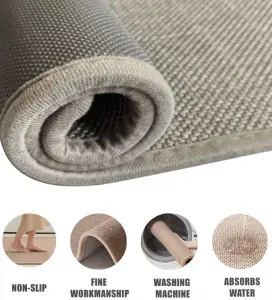 Weave 8mm Cotton linen-like Machine washable non-slip living room carpets