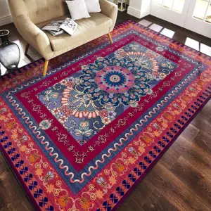 Customized Persian Vintage Design Polyester Tufted Wholesale Soft Thick Washable Bohemia Bedside Sofa Rugs Bedroom Tapis