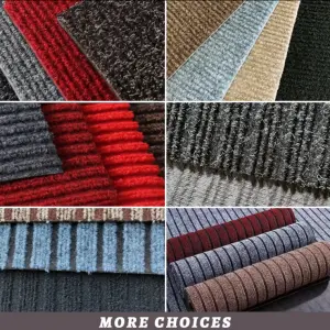 Coffee colored PVC backed seven strip carpet is easy to install and clean, with the highest anti slip standards