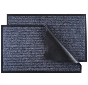 Polyester Ribs Mat Waterproof Doormat Floor Pvc Backing Striped Welcome Floor Door Mat for Home