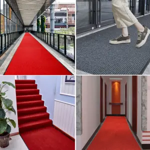 Waterproof Polyester Mats PVC Backing Double Striped Carpet Office Hotel Washable Polypropylene Door Floor Mat Roll Hallway