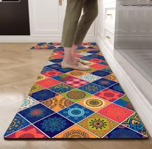 Factory Direct Sale Crystal Velvet Kitchen Floor Mat Bath Carpet Comfortable Safety Washable Absorbent Kitchen Mat Set
