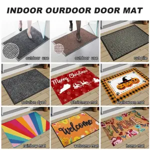 Hot Sales Classic Cut Pile Door Mat for Entrance Anti-slip Double-ribbed Floor Mat with Custom Logo Rubber Door Mat