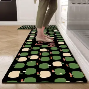 Factory Direct Sale Crystal Velvet Kitchen Floor Mat Bath Carpet Comfortable Safety Washable Absorbent Kitchen Mat Set