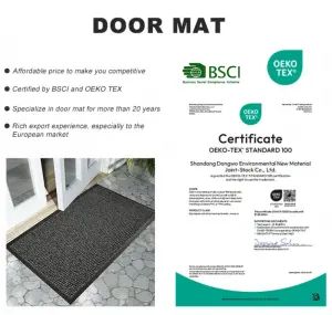 Hot Sales Classic Cut Pile Door Mat for Entrance Anti-slip Double-ribbed Floor Mat with Custom Logo Rubber Door Mat