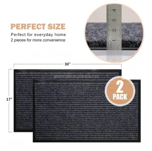 Graceline Front Door Rib Surface PVC Backing Door Mat Durable Single Wide Striped Doormat