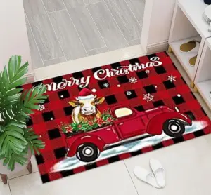 New Arrival Cute Dog Printed Rectangular Shape Welcome Crystal Velvet Entrance Floor Mat Washable Anti Slip Door Mat