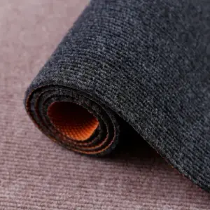 Commercial single color plain ribbed doormat PVC backing door mat
