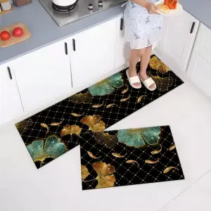 BUFU Waterproof Kitchen Mat Rug Non Slip Backing Washable PVC Polyester Kitchen Mat Carpets