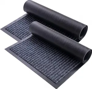 Polyester Ribs Mat Waterproof Doormat Floor Pvc Backing Striped Welcome Floor Door Mat for Home