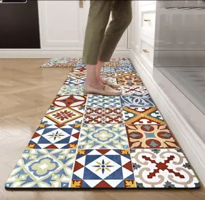 Factory Direct Sale Crystal Velvet Kitchen Floor Mat Bath Carpet Comfortable Safety Washable Absorbent Kitchen Mat Set