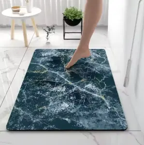 Modern Marble Pattern Bathroom Door Mats Non slip Absorbent Diatomite Bath Mat
