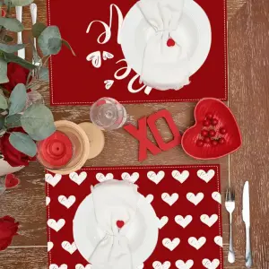 New Valentine’s Day Love Series Meal Mat Linen Letter Printed Table Mat Holiday Party Table Decoration Insulation Mat