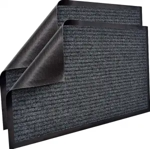 Non slip entrance doormat custom polyester stripe floor carpet ribbed outdoor door mat