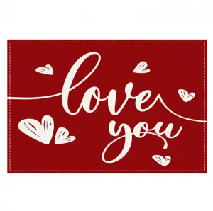 New Valentine’s Day Love Series Meal Mat Linen Letter Printed Table Mat Holiday Party Table Decoration Insulation Mat