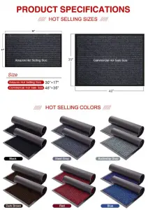 Graceline Front Door Rib Surface PVC Backing Door Mat Durable Single Wide Striped Doormat