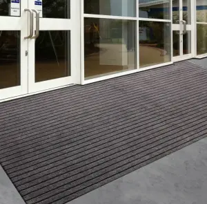Customizable Black Red Grey Double Ribbed Striped Mats Entrance pvc Floor Mat blank door mat floor rug for gym commercial shop
