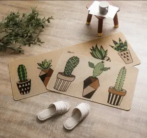Kitchen Padded Floor Mats Set Linen Anti Fatigue Anti slip Printed Rubber 2 Pieces Custom Packing Adult Modern Floral