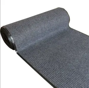 Waterproof Polyester Mats PVC Backing Double Striped Carpet Office Hotel Washable Polypropylene Door Floor Mat Roll Hallway