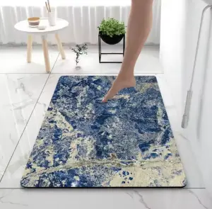 Modern Marble Pattern Bathroom Door Mats Non slip Absorbent Diatomite Bath Mat