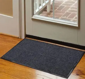 Polyester Ribs Mat Waterproof Doormat Floor Pvc Backing Striped Welcome Floor Door Mat for Home