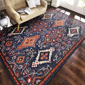 Customized Persian Vintage Design Polyester Tufted Wholesale Soft Thick Washable Bohemia Bedside Sofa Rugs Bedroom Tapis