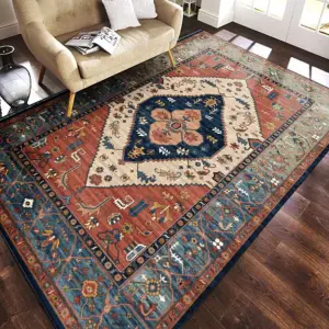 Customized Persian Vintage Design Polyester Tufted Wholesale Soft Thick Washable Bohemia Bedside Sofa Rugs Bedroom Tapis