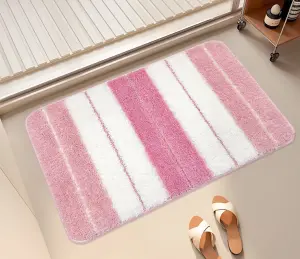 Striped floor mat Non Slip Bath Mat Soft and Water Absorbent Rug Machine Washable Plush Mat for Bathroom Laundry Room and Living