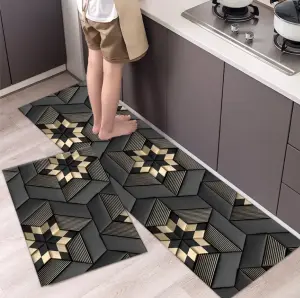 2pcs/sets Fashionable Nordic Style Kitchen Crystal velvet Floor Mat Household Carpet Long Strip Door Mat Modern Home Decor